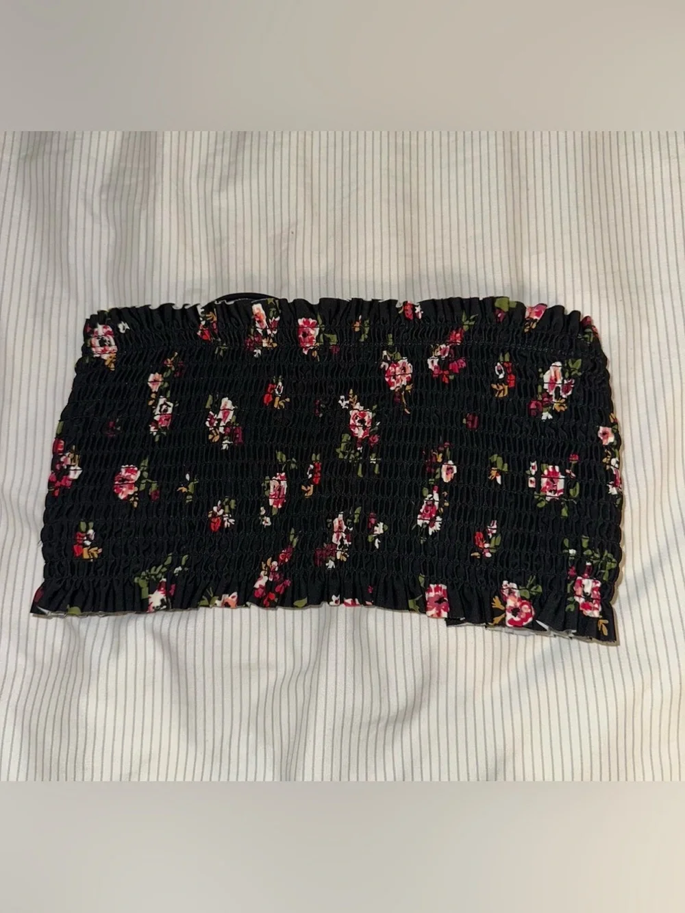 Xhilaration Black Floral Bandeau Top with Pink Roses